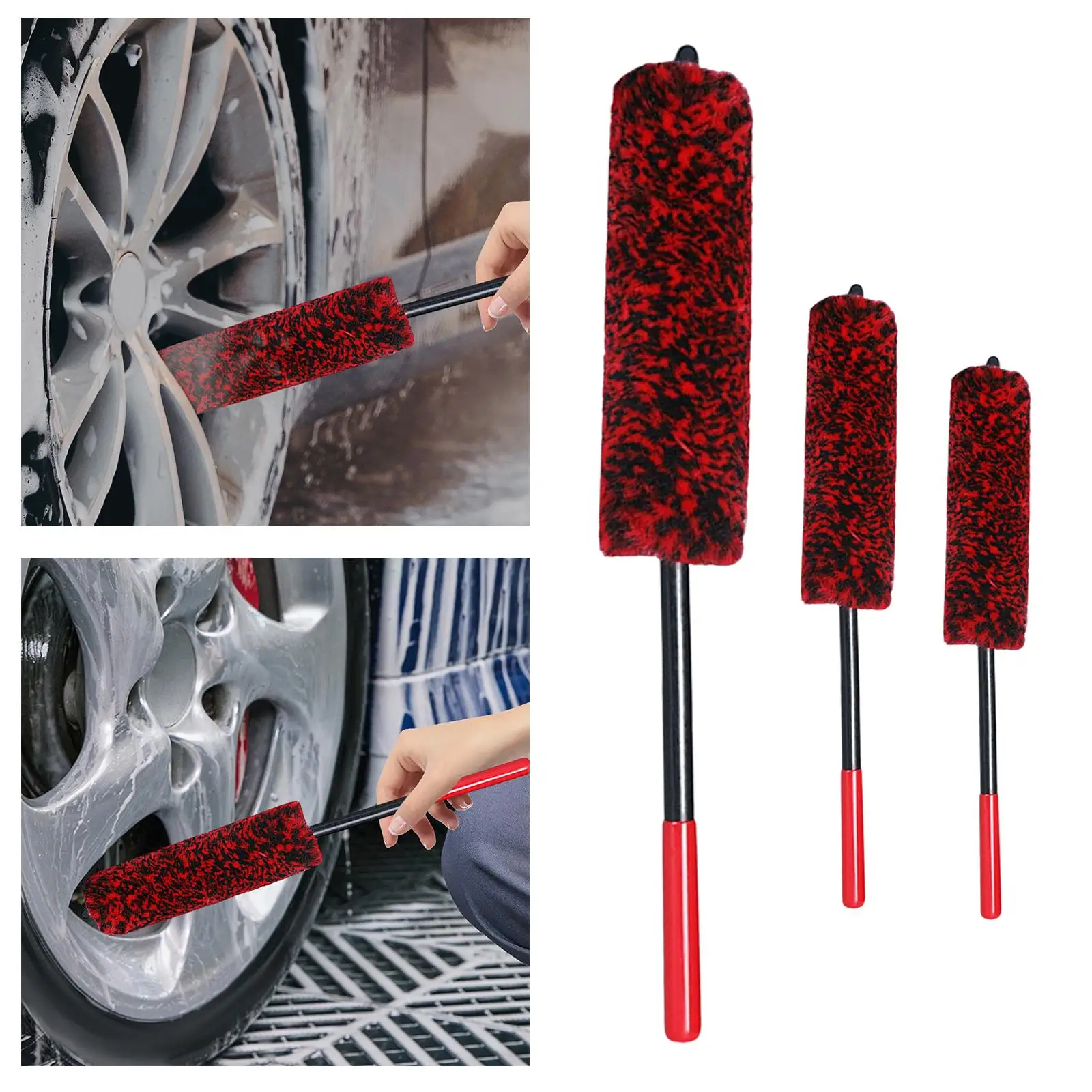 Car Wheel Brush Multipurpose Long Handle Car Rim Tire Washing Car Washing Brush Car Rim Tire Cleaning Brush for Motorcycles