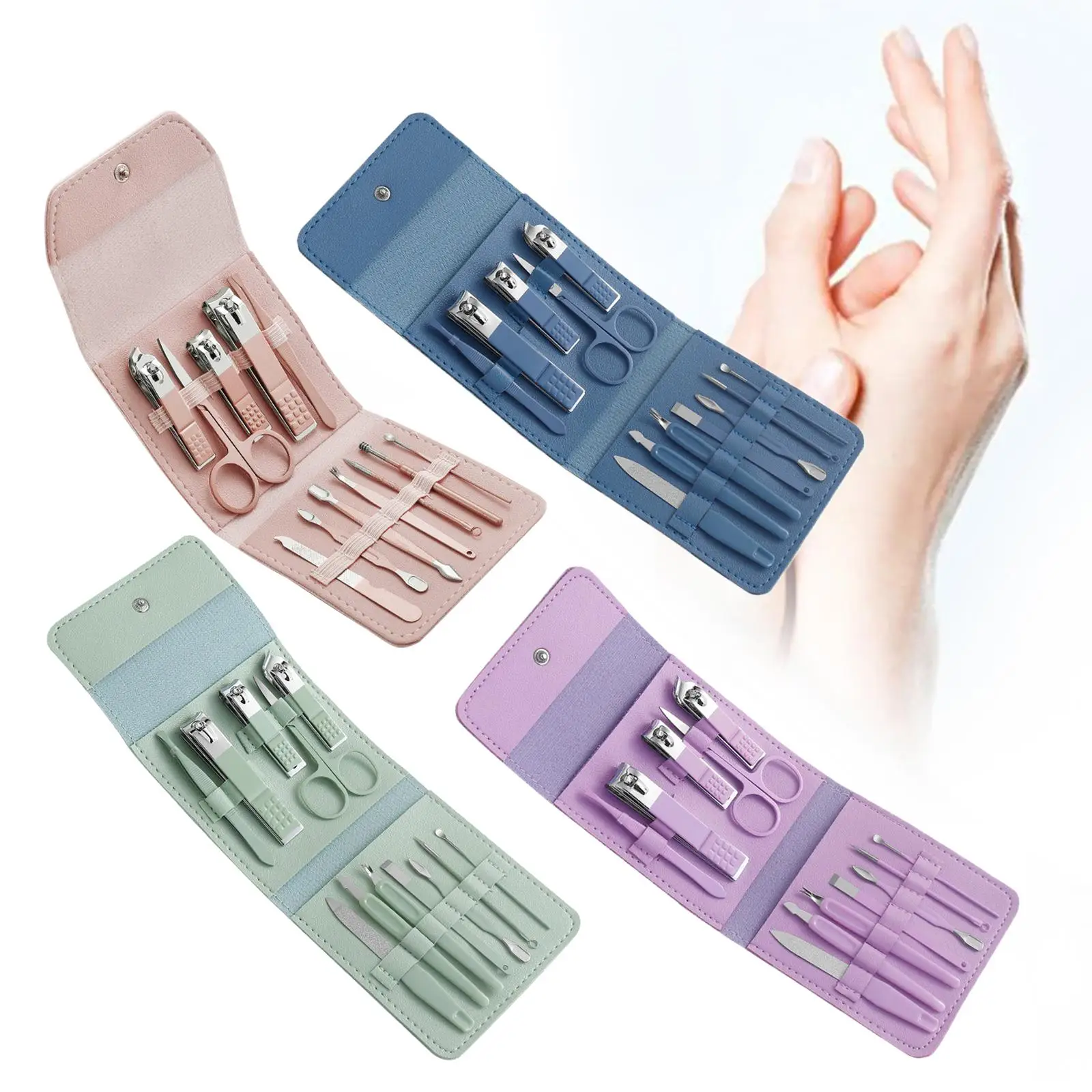 12Pcs Nail Clippers Manicure Cutters Nail Clipper Set Household Kit Stainless Steel Spoon Clippers Scissors ear pick Ear Tool 