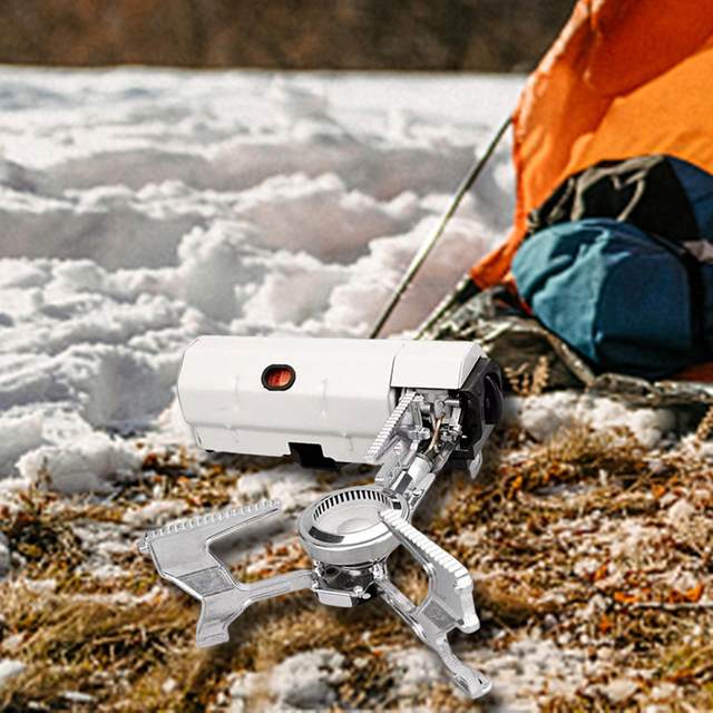 Portable Camping Gas Furnace with Piezo Ignition Supplies Tea Cooker Compact Adjustable for Home Tourist BBQ Fishing