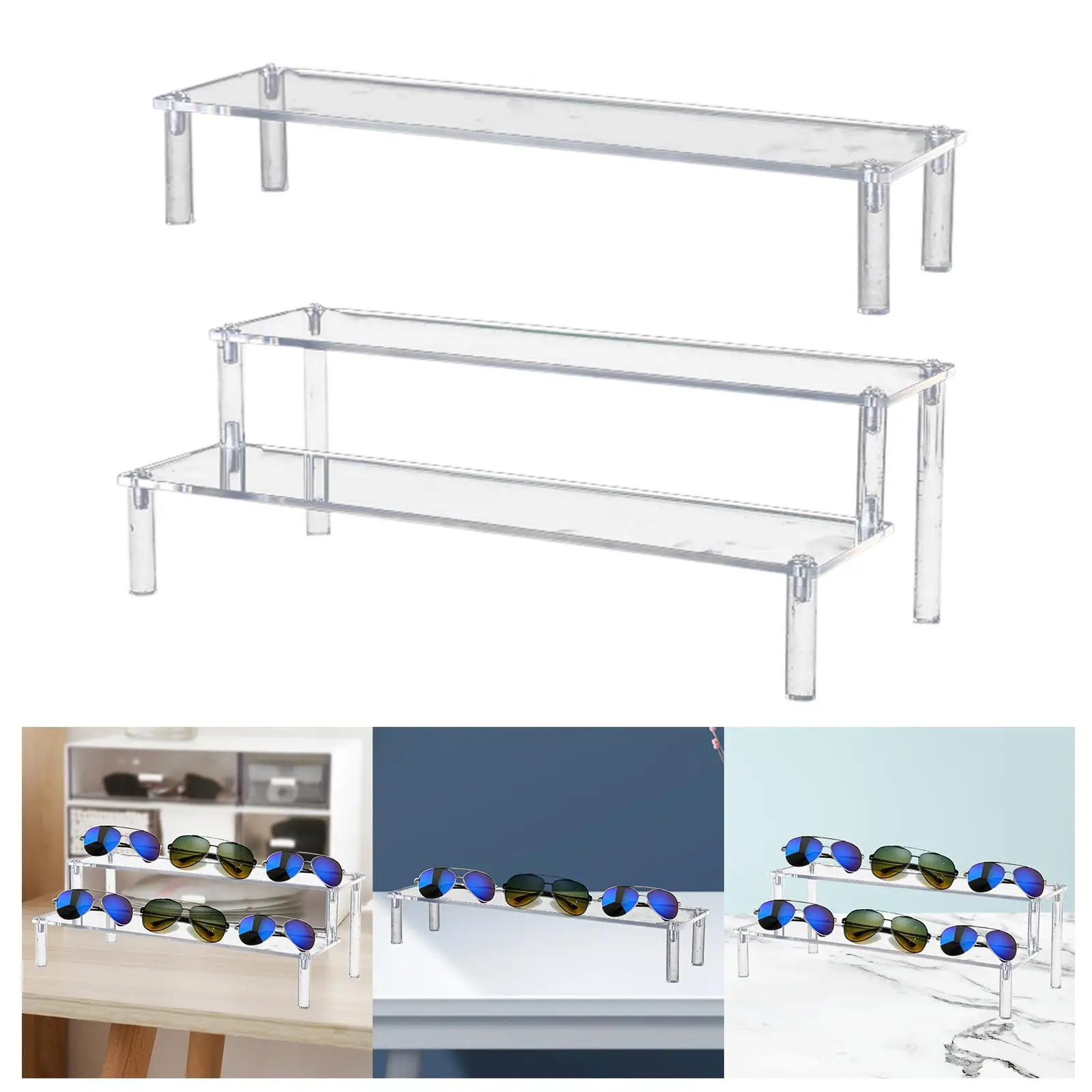 DIY Glasses Display Riser Stand Acrylic Food Collectibles Shelf Accessories