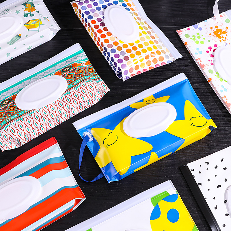 Description Picture 3 of itemEVA Baby Wet Wipe Pouch Portable Wipes Holder Case Flip Cover Snap-Strap Reusable Refillable Cosmetic Pouch Useful Tissue Box