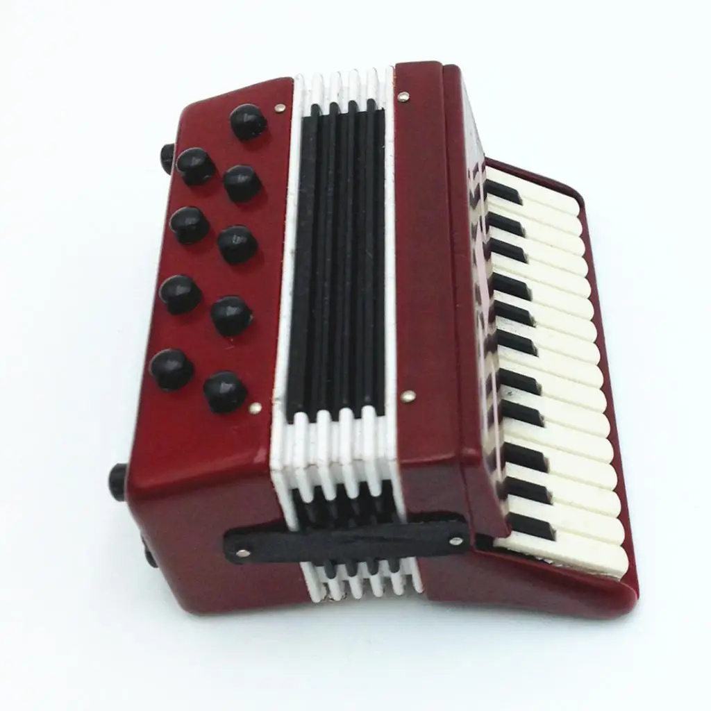 Miniature Musical Instrument Wooden Accordion Model for Dollhouse Decor