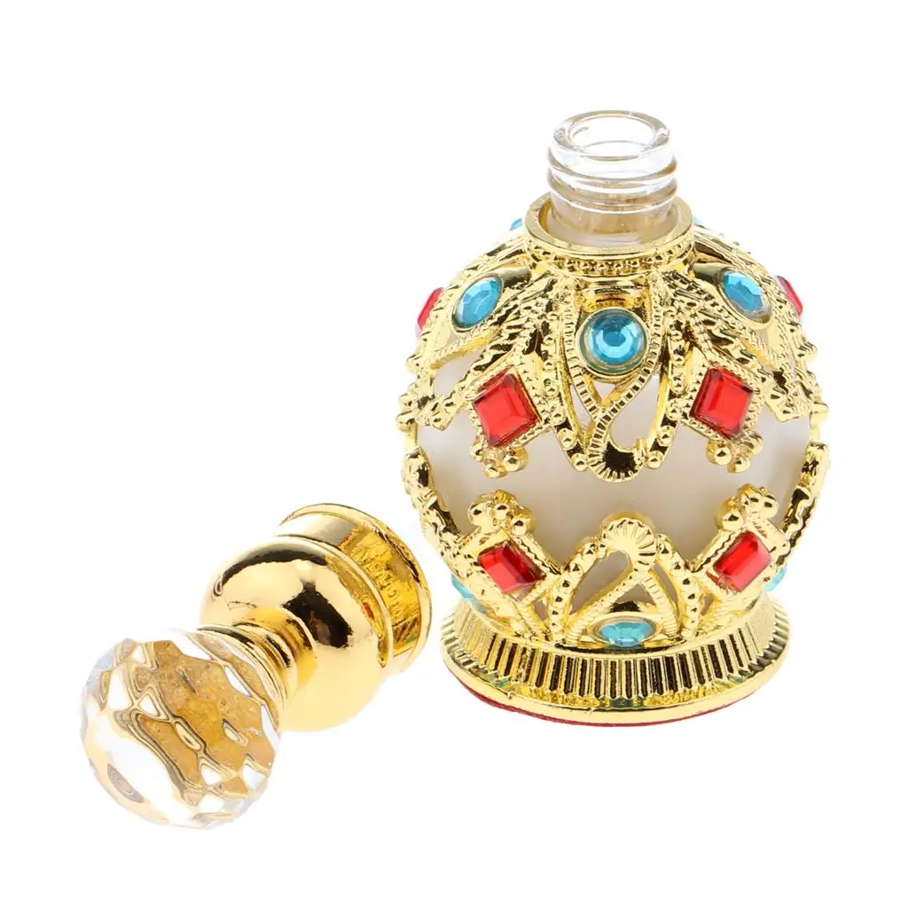  Retro Rhinestones Glass Makeup Container for Perfume Essential Oil Cosmetic Bottle (15ML)