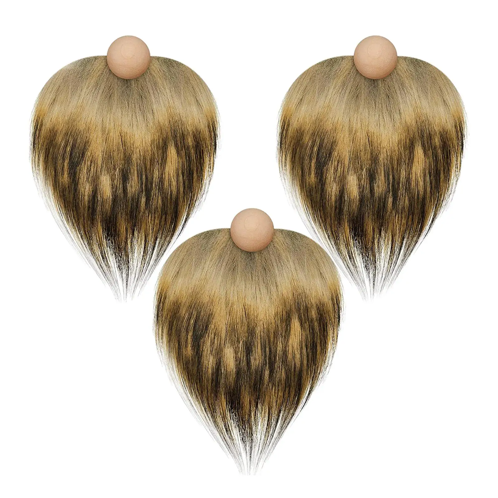 3x Pre Cut Gnome Beards Wooden Balls Faux Fur Fabric Dwarf Beard Gnome Beard Craft Fur for Cosplay Party Holiday Decor Ornament