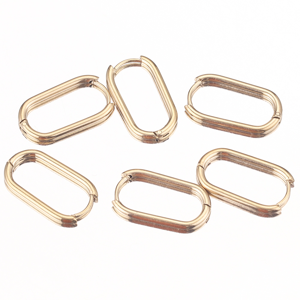 6 stücke 13*23mm Oval Edelstahl Ohrringe Ohr Haken Gold-Platte Schmuck Erkenntnisse Hoops für Frauen Retro ohrring Mode Großhandel – Detail 6