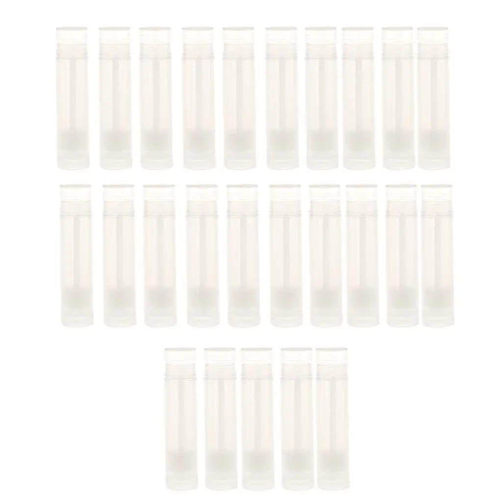 25 Pieces 5 Empty Lip Balm DIY Tubes Cosmetic Containers Bottles with 