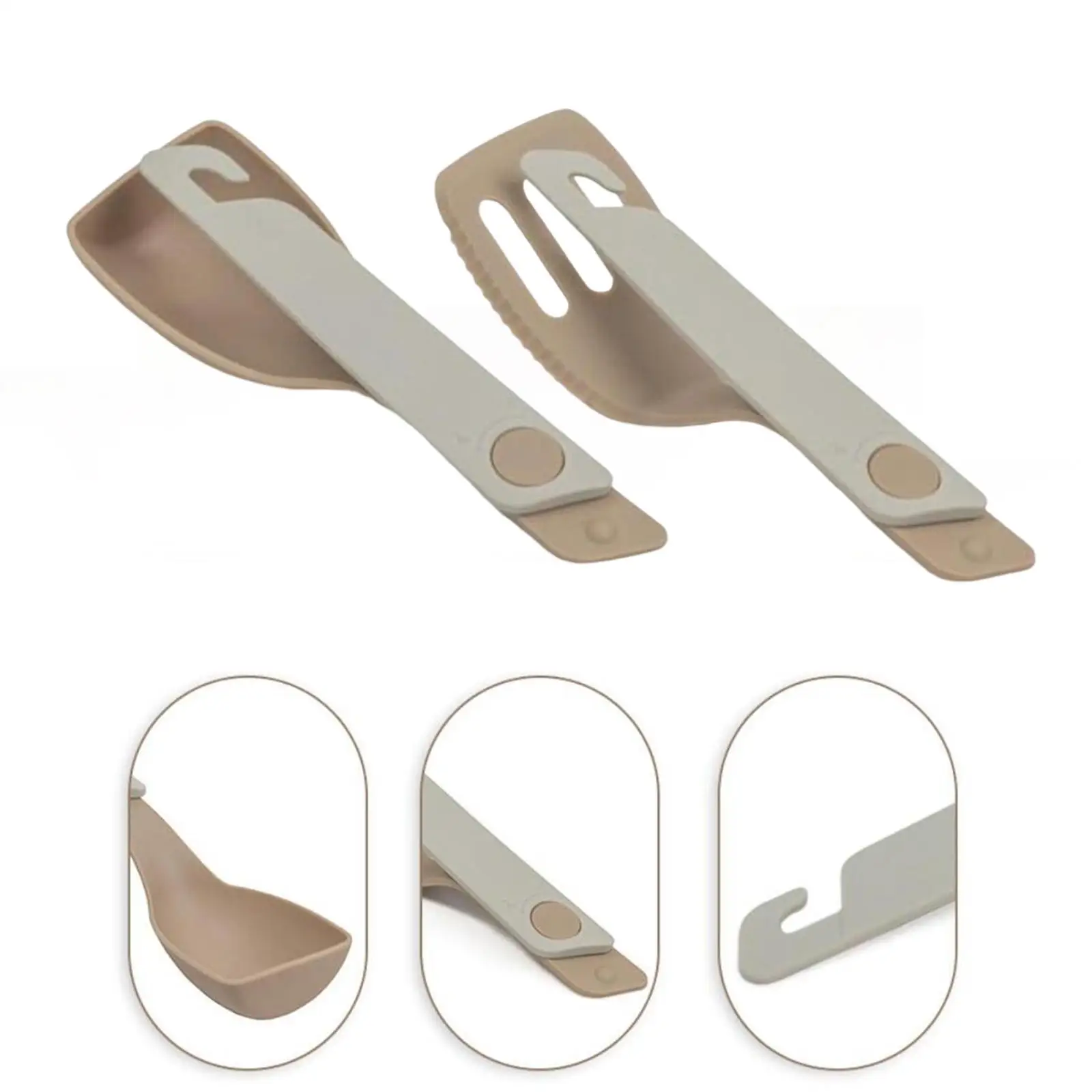 2x Camping Cooking Spoon Shovel Kitchen Utensils Folding Tableware Picnic
