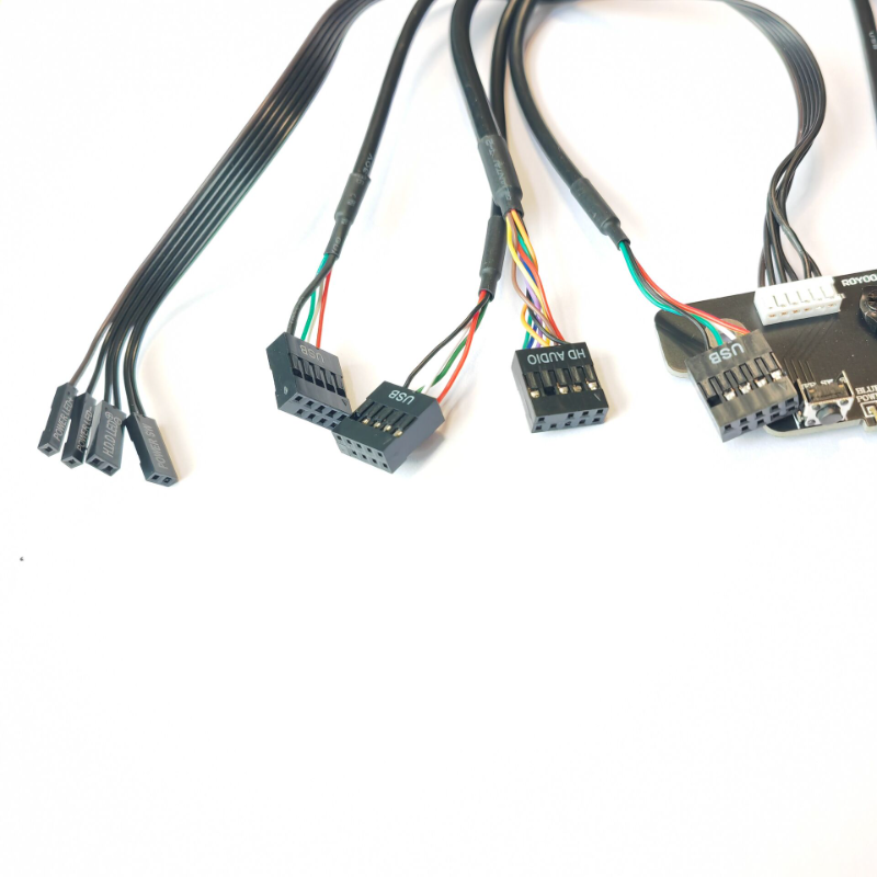 Mini Computer ITX Motherboard Verlängerung Front Panel Kabel 9P Zu USB 2,0 HD Audio 3,5mm Mic Lautsprecher buchse Power HDD Schalter Kabel – Detail 4