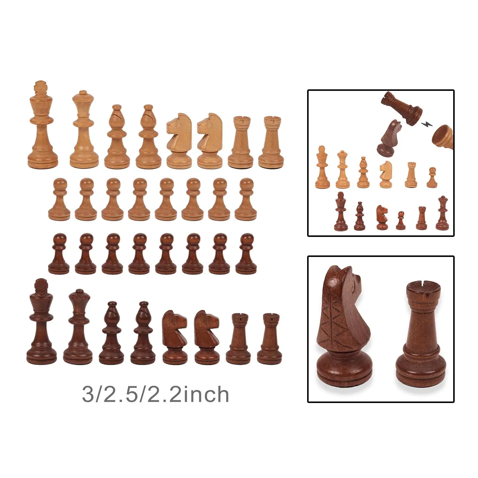 Handcrafted 32 Pieces Wooden Parent Interaction Chess Pieces Only Chess Set Board Game Wooden Chess Board for party game Adults