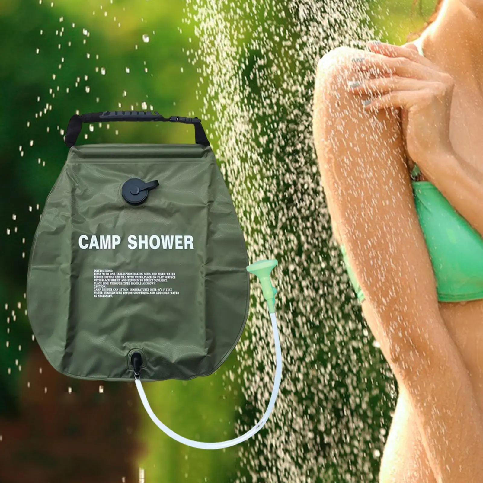 Solar Shower Bag with Mesh Pocket Men Women Outdoor Bathing Bag for Beach