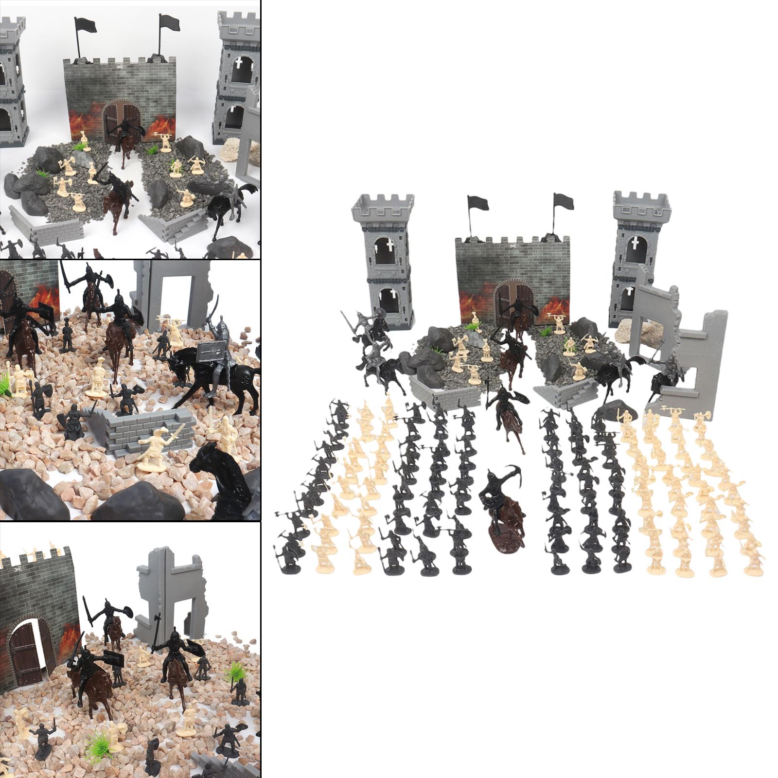Simulation Soldier Model Set Cavalry Development Toys Ruins Arrow Towers Ancient Soldier Soldier Static Model Warriors for Gift
