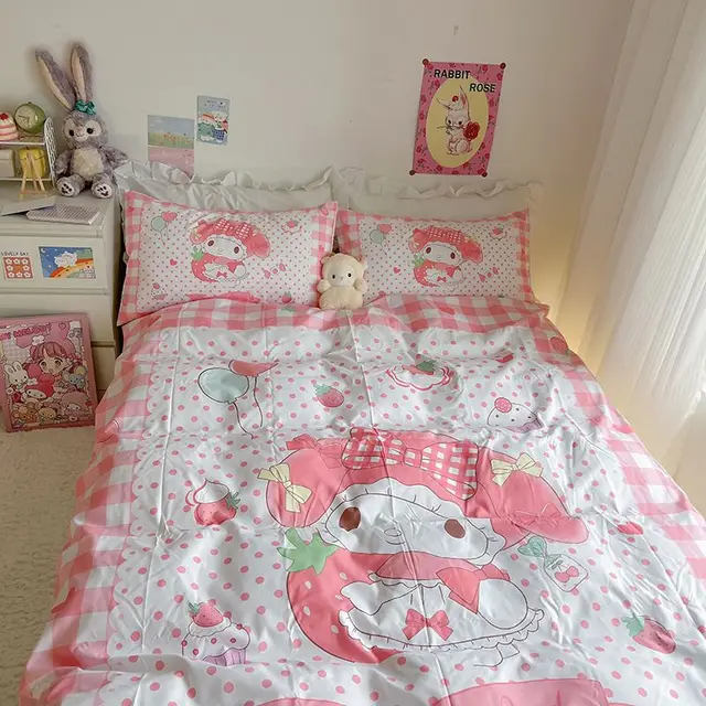 Erosebridal Lençóis de cama Kawaii rosa de desenho animado Capybara, lençol  quadriculado de grade geométrica, conjunto de cama de animais selvagens,  roupa de cama branca margarida para decoração de quarto de crianças (