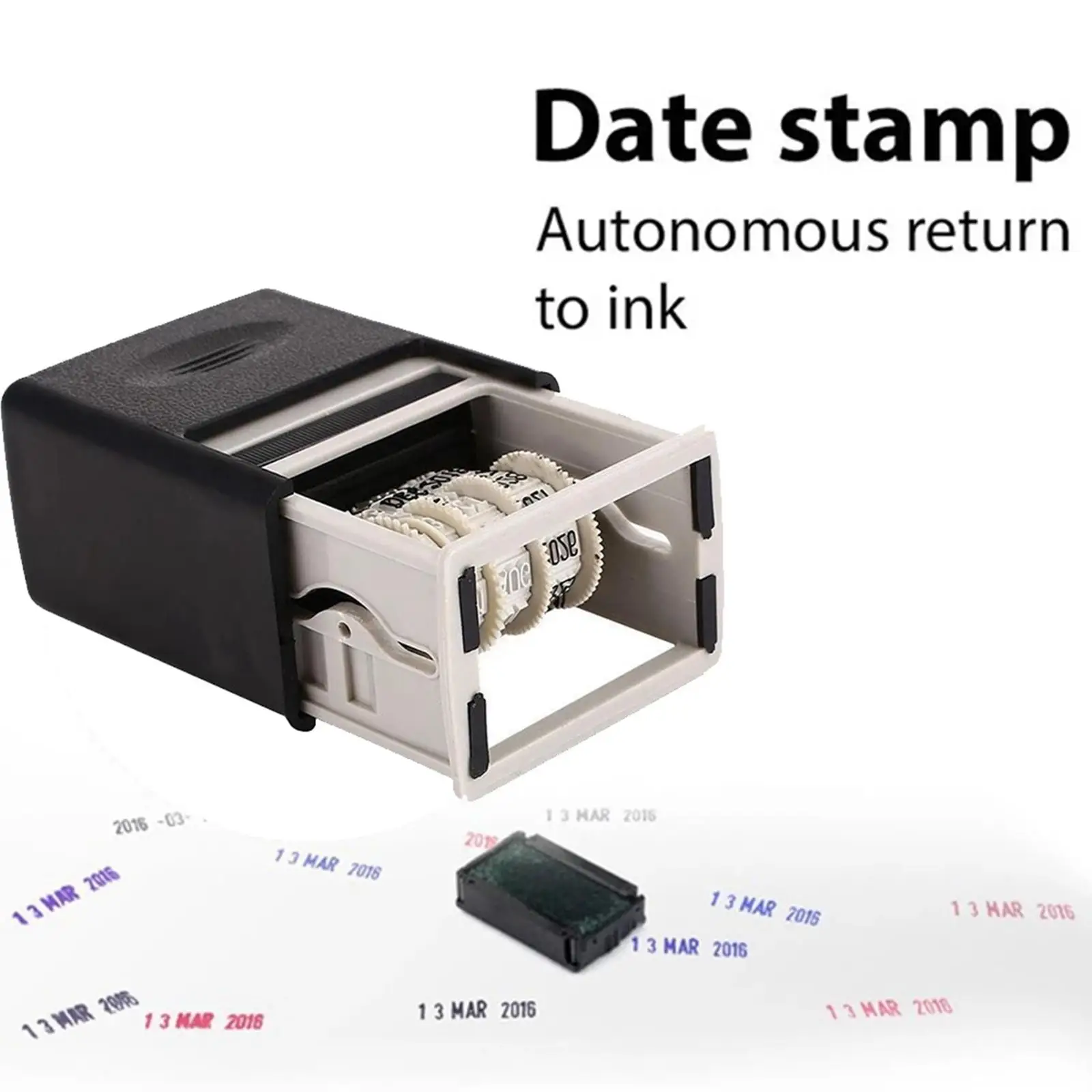 Self Inking Date Stamp with Adjustable Date Sign Stamps Rubber Stamp Years Month Day Scrapbook Hand Account Card Making