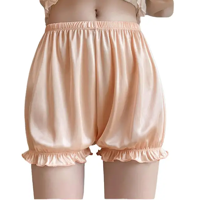 Women Lolita Pumpkin Underwear Faux Silk Satin Shorts Underpants Bl