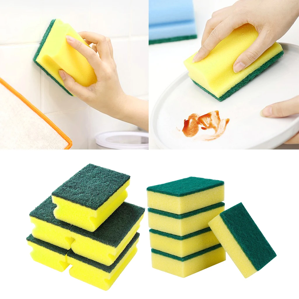 5pcs Kitchen Cleaning Sponges Anti-scratch Dish Bowl Scrubbers Pads Dual Sided