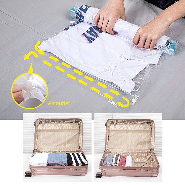 1/2/5Pcs Vacuum Bag Travel Space Saving Roll up Compression Storage Shirt  Bags Extra Large For Travel Suitcases Cloth - AliExpress