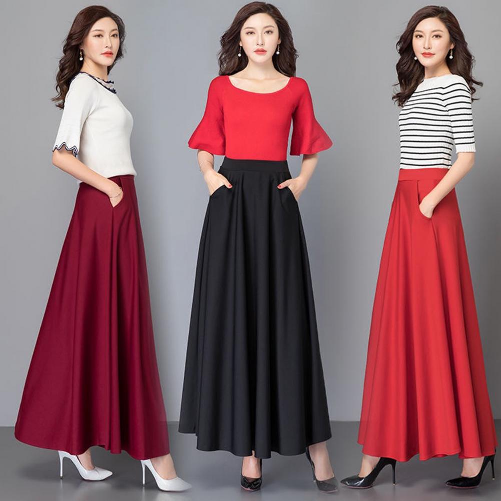 Title 2, Elegant Women Maxi Skirt High Waist Tummy Contr...