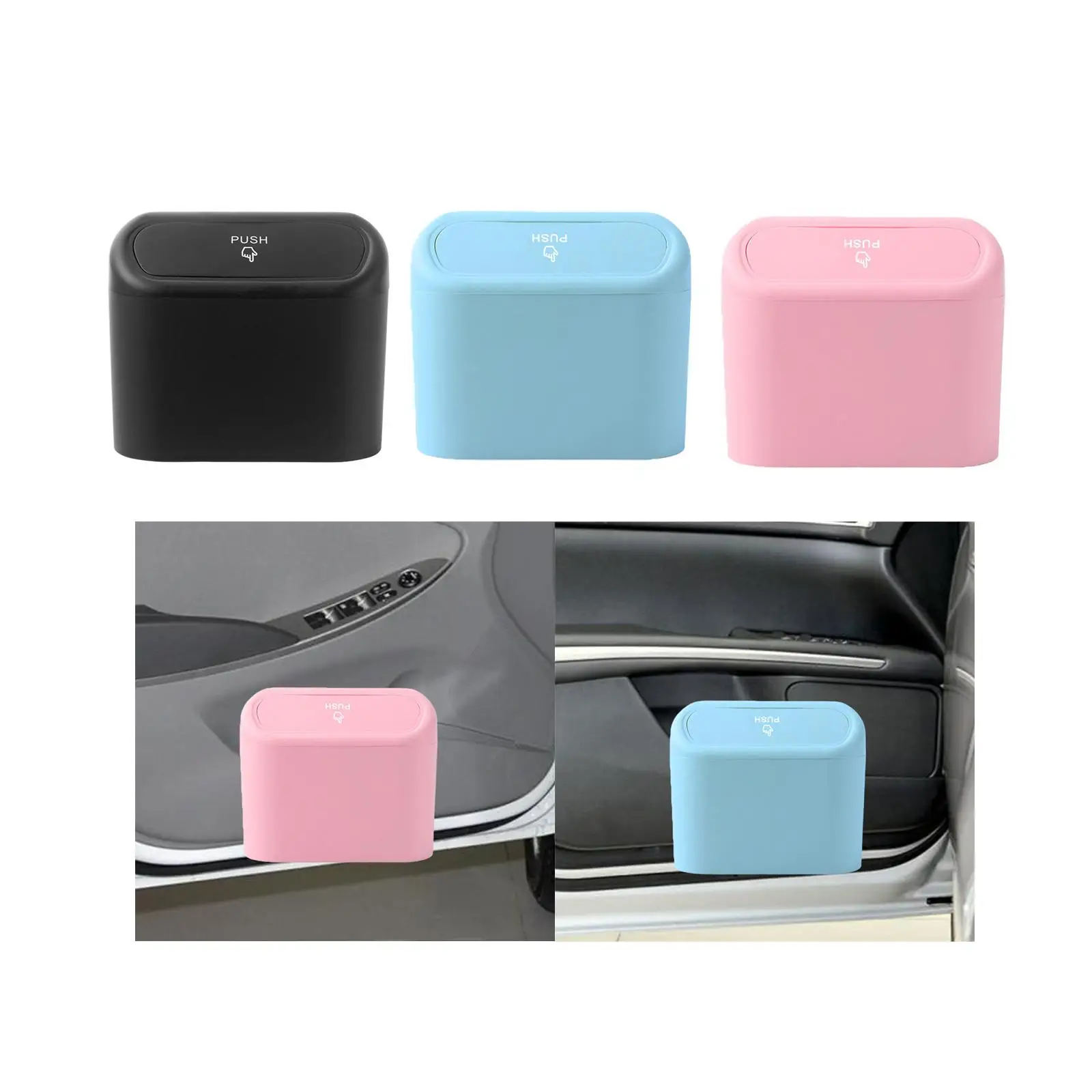 Car Trash Bin Interior Accessories Easy to Install Durable Hanging Car Dustbin with Lid for Home Desktop Office Automotive