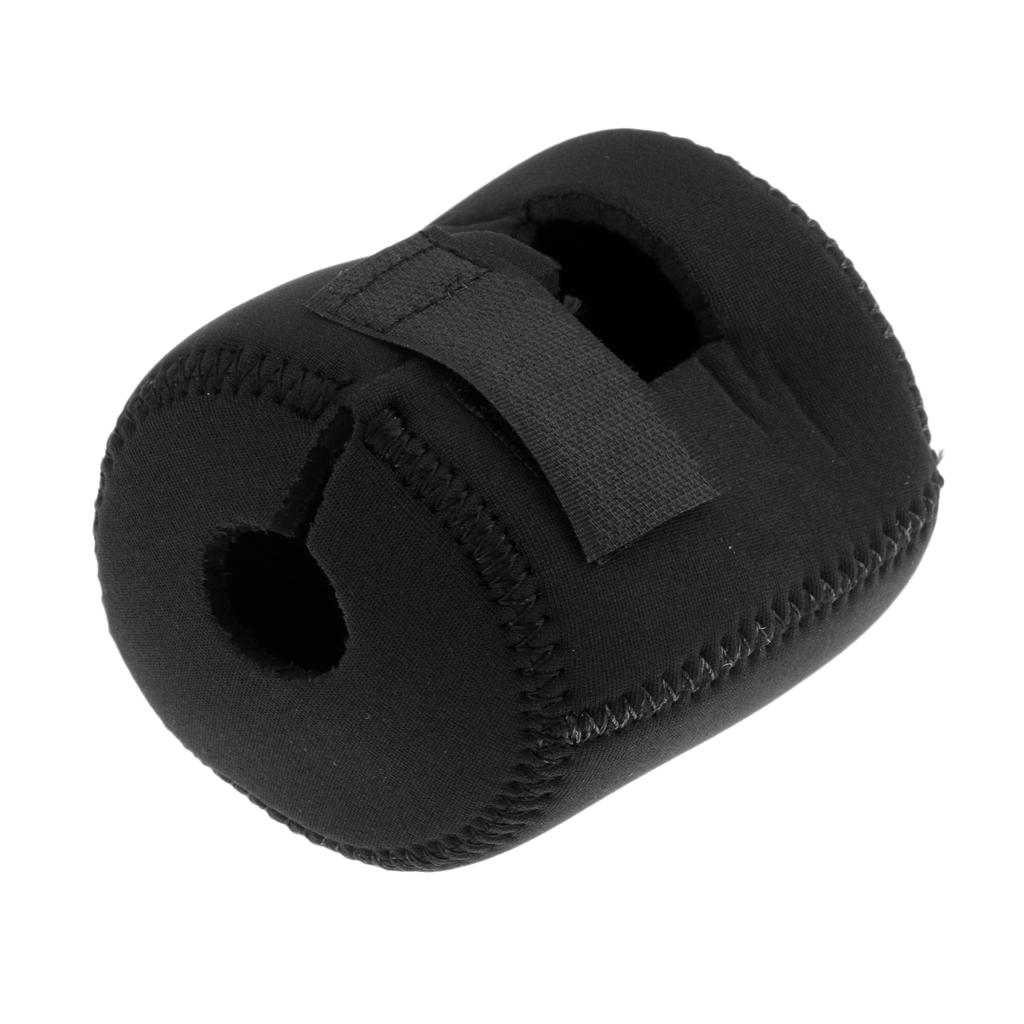 Fishing Drum Reel Cover Bag Neoprene Pouch Casting Drum Reel Bag Loop Fasteners Reel Cover Black