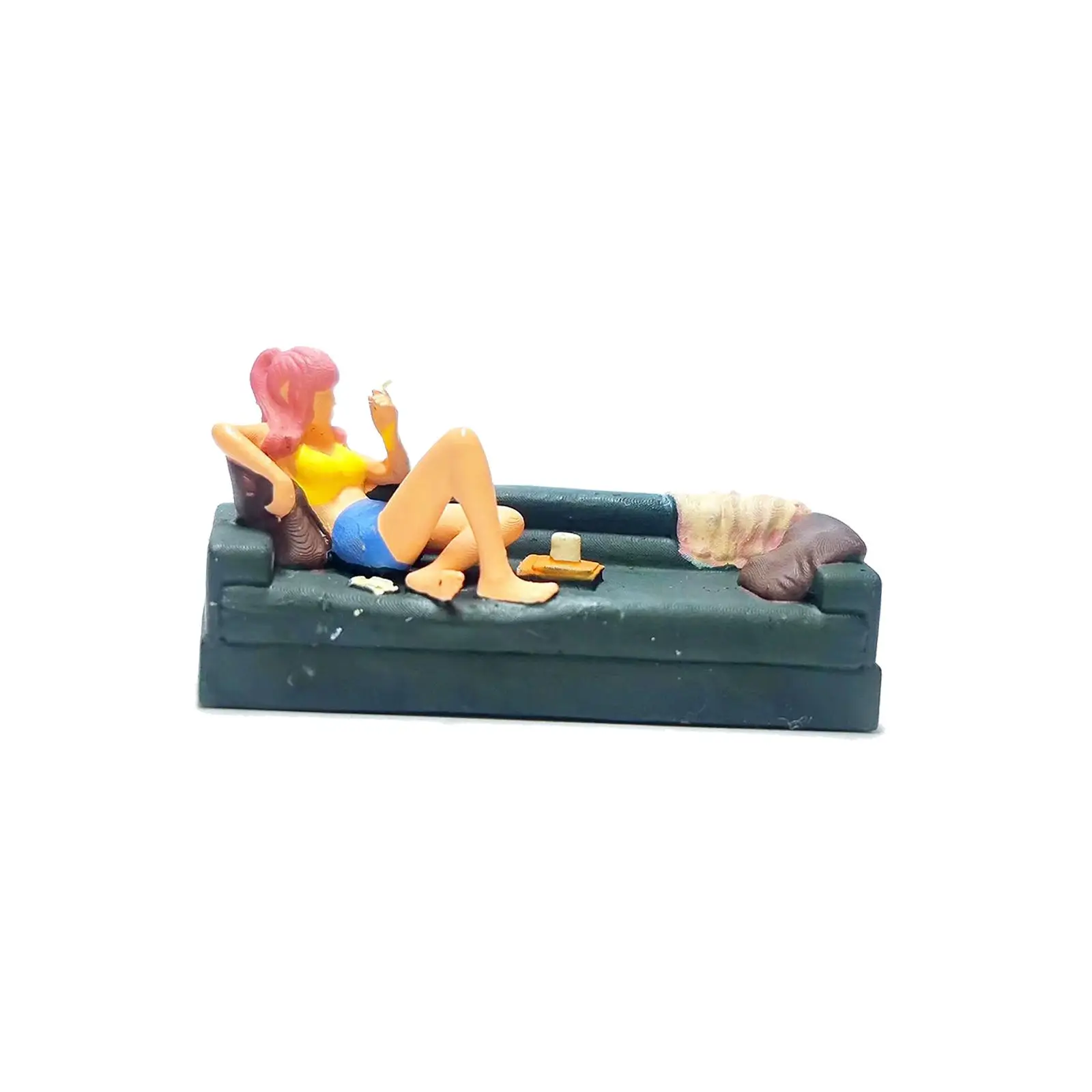 1/64 Scale Figure  on The Couch Character  for Dioramas Collections Garden