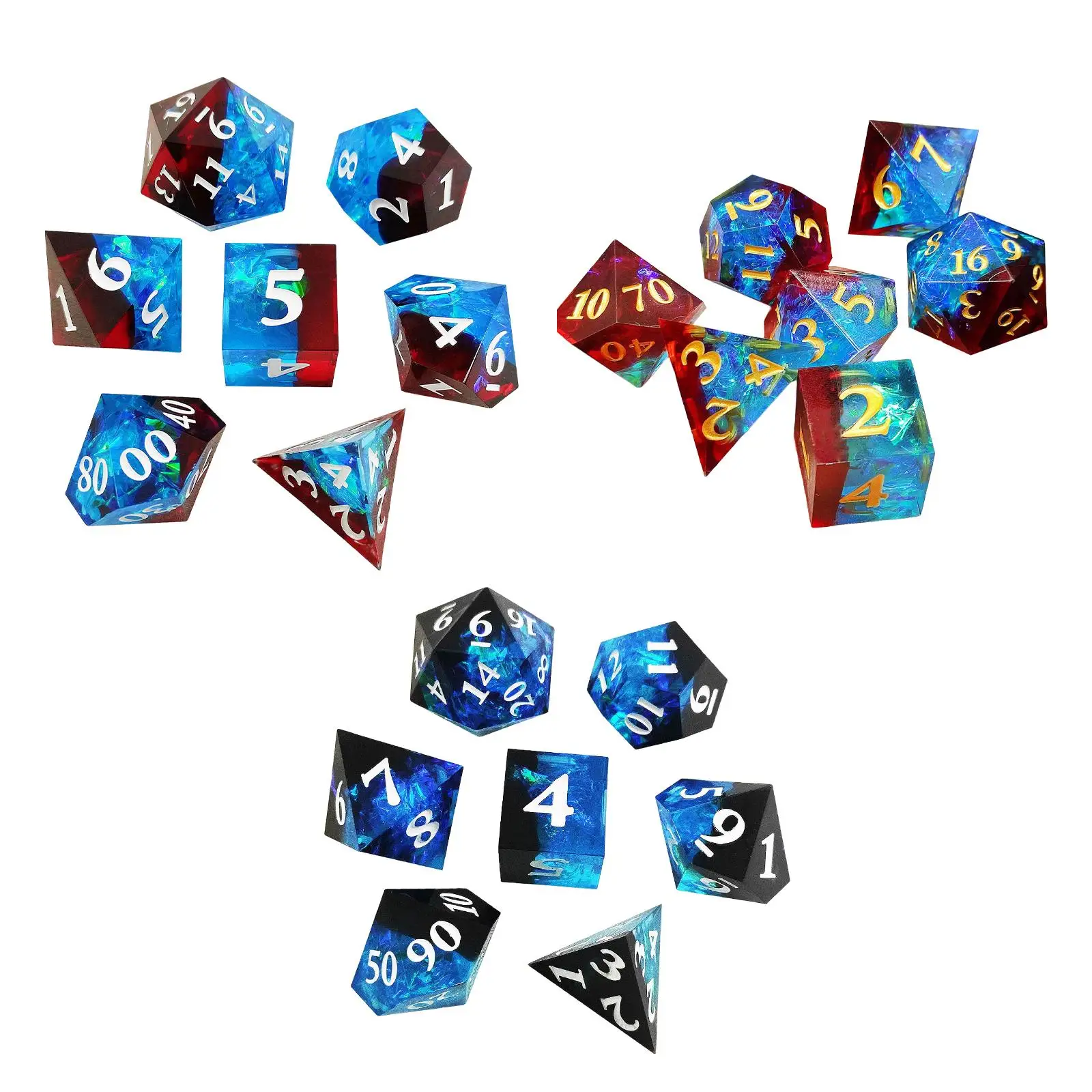 7Pcs Resin Polyhedral Dice Play Entertainment Toys Party Game D4 D6 D8 D10 D12 D20 Dice Game Family Table Game for Bar Cafe