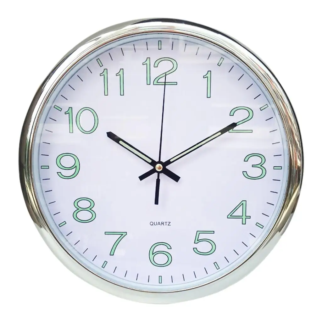 12 Inch Wall Clock with Night Light Quartz Battery Operated  Decorative Clock for Bedroom Living Room 