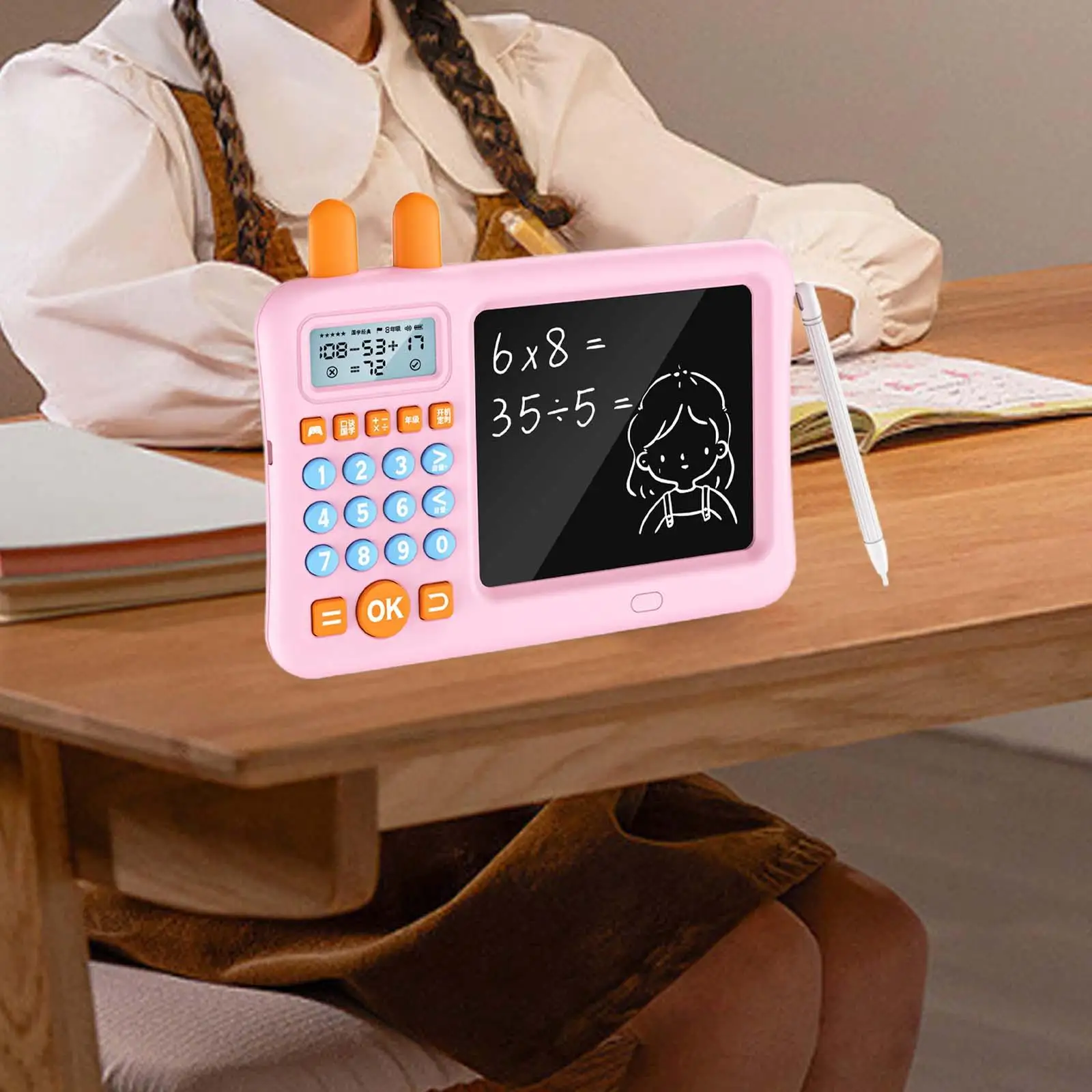 Math Calculators with Writing Board Teaching Aids Portable Electronic Math Game for Girls Children Boys Students Holiday Gifts
