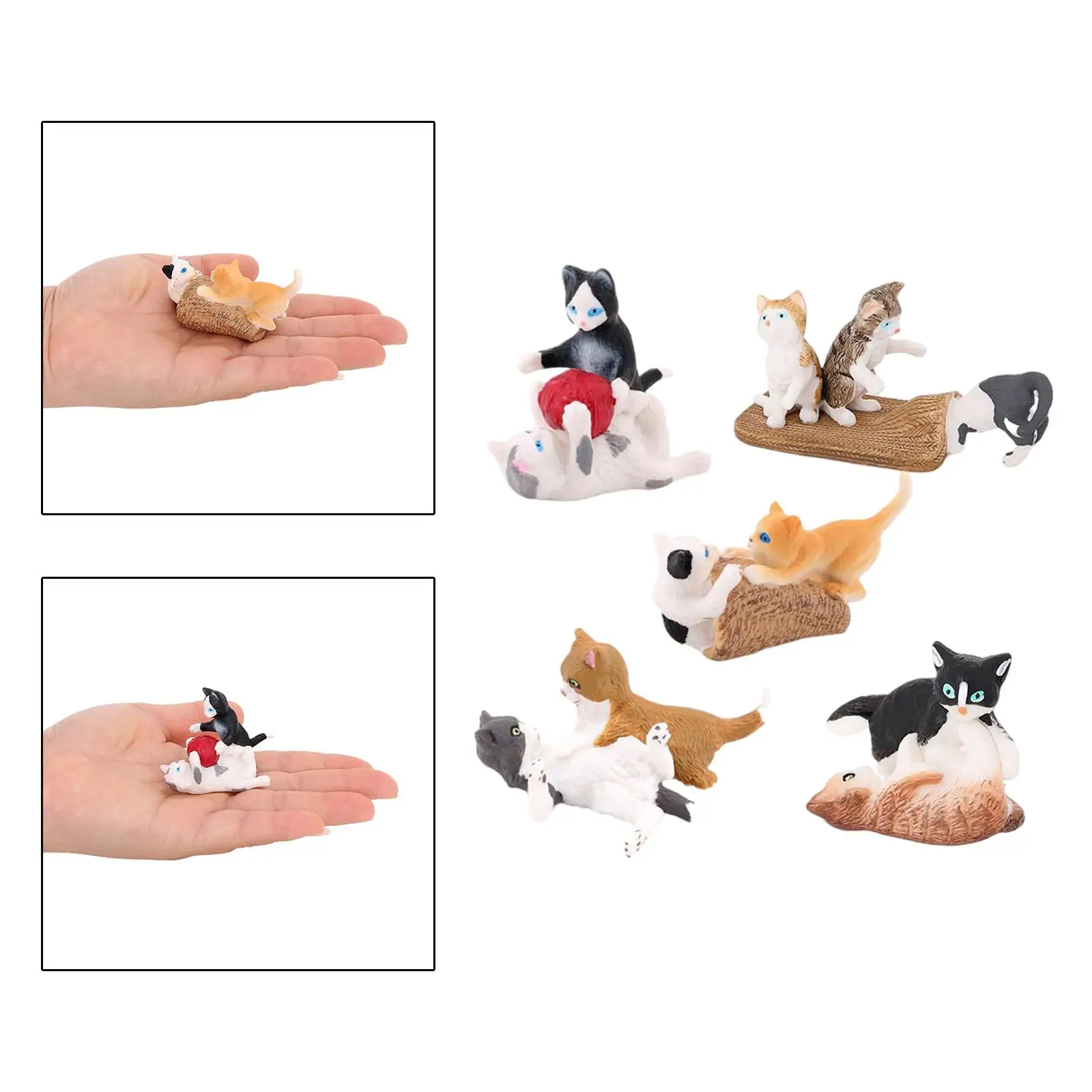 5 Pieces Simulation Cat Figures Home Decor Statues Playset for Boys and Girls Birthday Gift