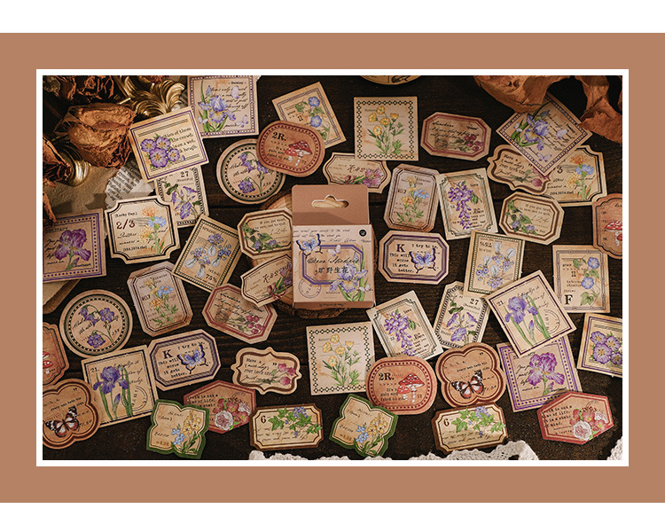 46pcs Vintage Mini Box Stickers for DIY Scrapbooking Journaling Collage Photo Album Sealing Decorative Stationery