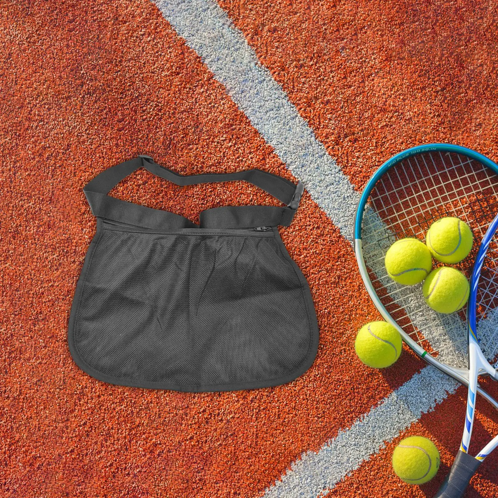 Black Tennis Ball Holder, Mesh Storage Bag Carrier Holding 8 Tennis Balls Golf