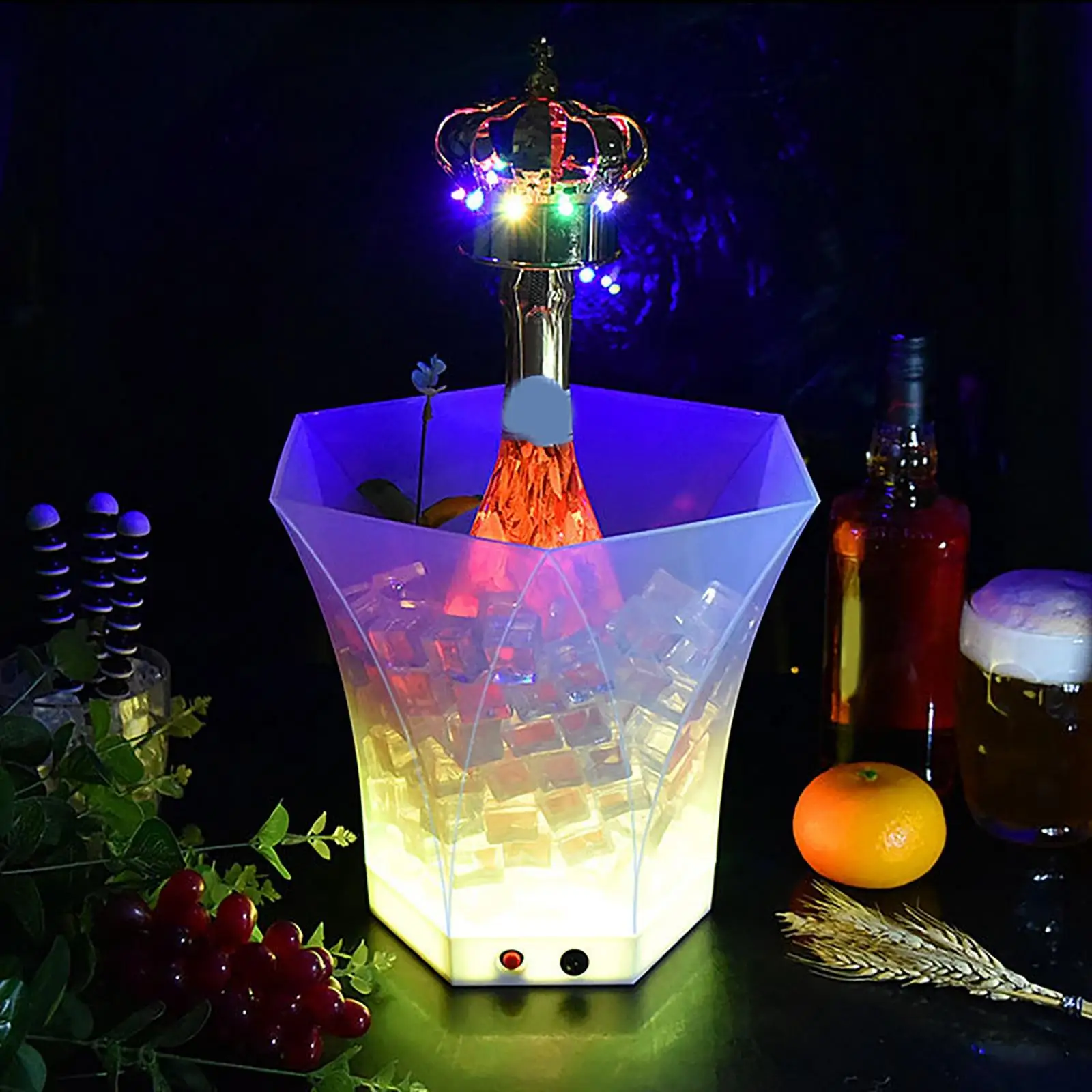 Clear LED Ice Bucket Bar 5L Bottle Beverage Holder Large Capacity Home