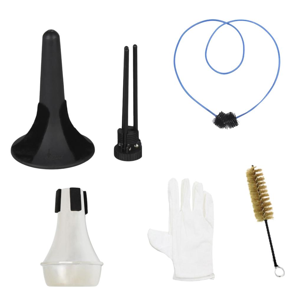 Trumpet Maintenance Tool Kit Trumpet Holder+2pcs Brushes+Mute+2pcs Gloves