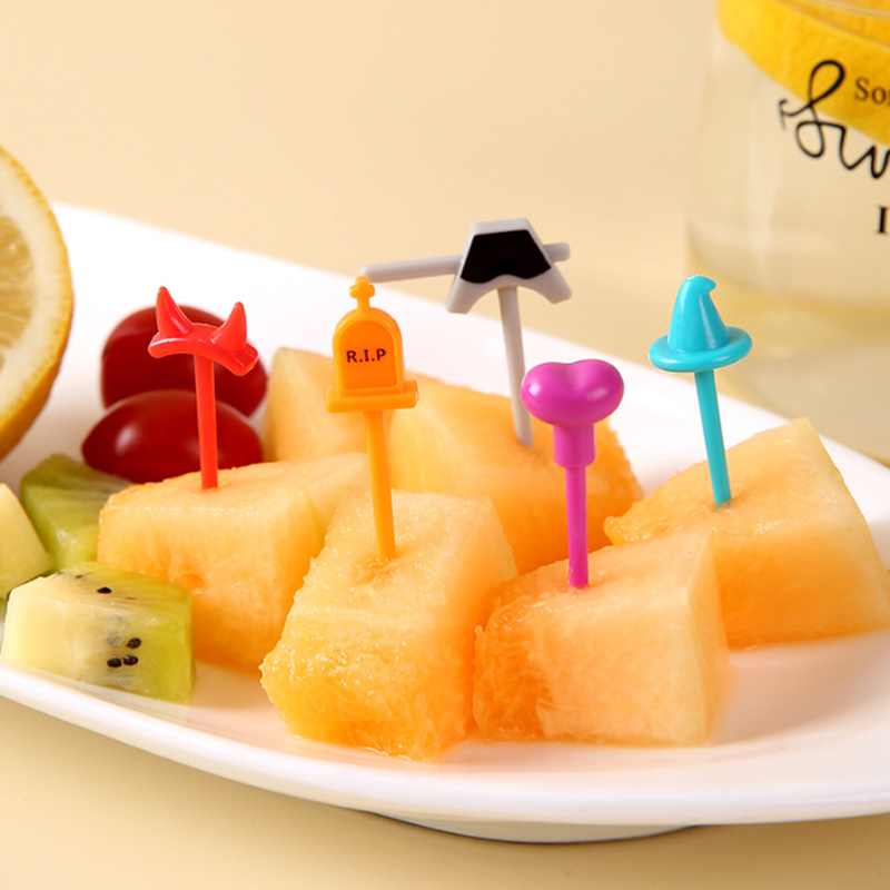 Description Picture 4 of itemHalloween salad fork pumpkin shaped appetizer toothpick cocktail tasting fork cake decoration bento box accessories