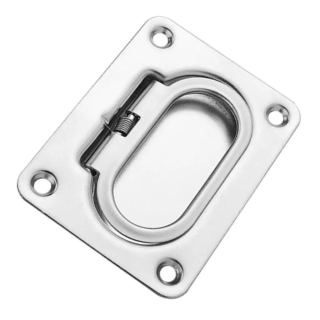 Marine RV Flush Latch Ring Handle Stainless Steel Spring Loaded