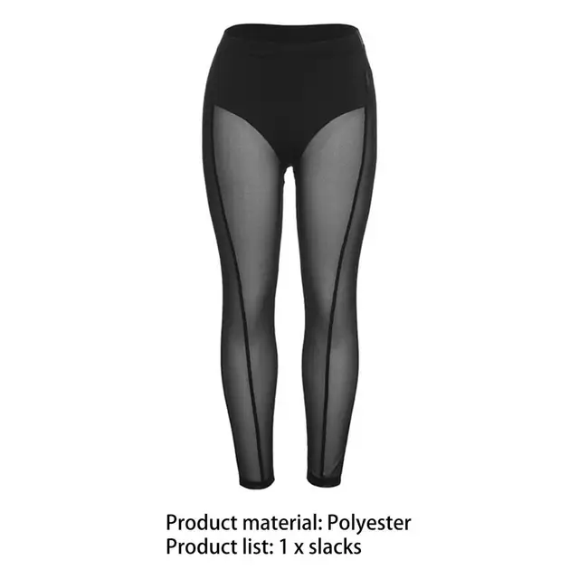 Sxglamr Women's See Through Leggings Sexy Elastic Pencil Sheer Pants Black  Mesh High Waist Casual Tights at  Women's Clothing store