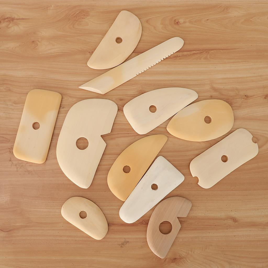 11 Pieces Easy Use Safe Cutters Clay Art Shaping Tools Wooden Cutter /Scraper for Handmade Crafts DIY