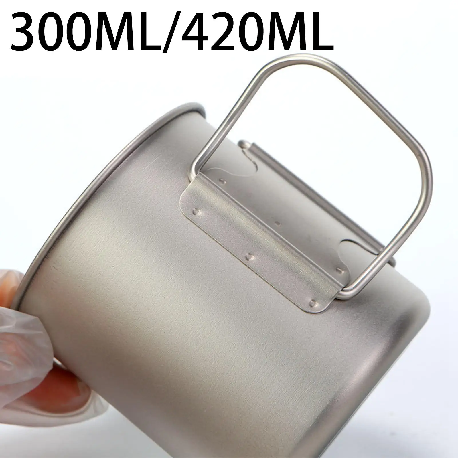 Camping Tea Mug with Foldable Handle Titanium Water Cup for Indoor Outdoor