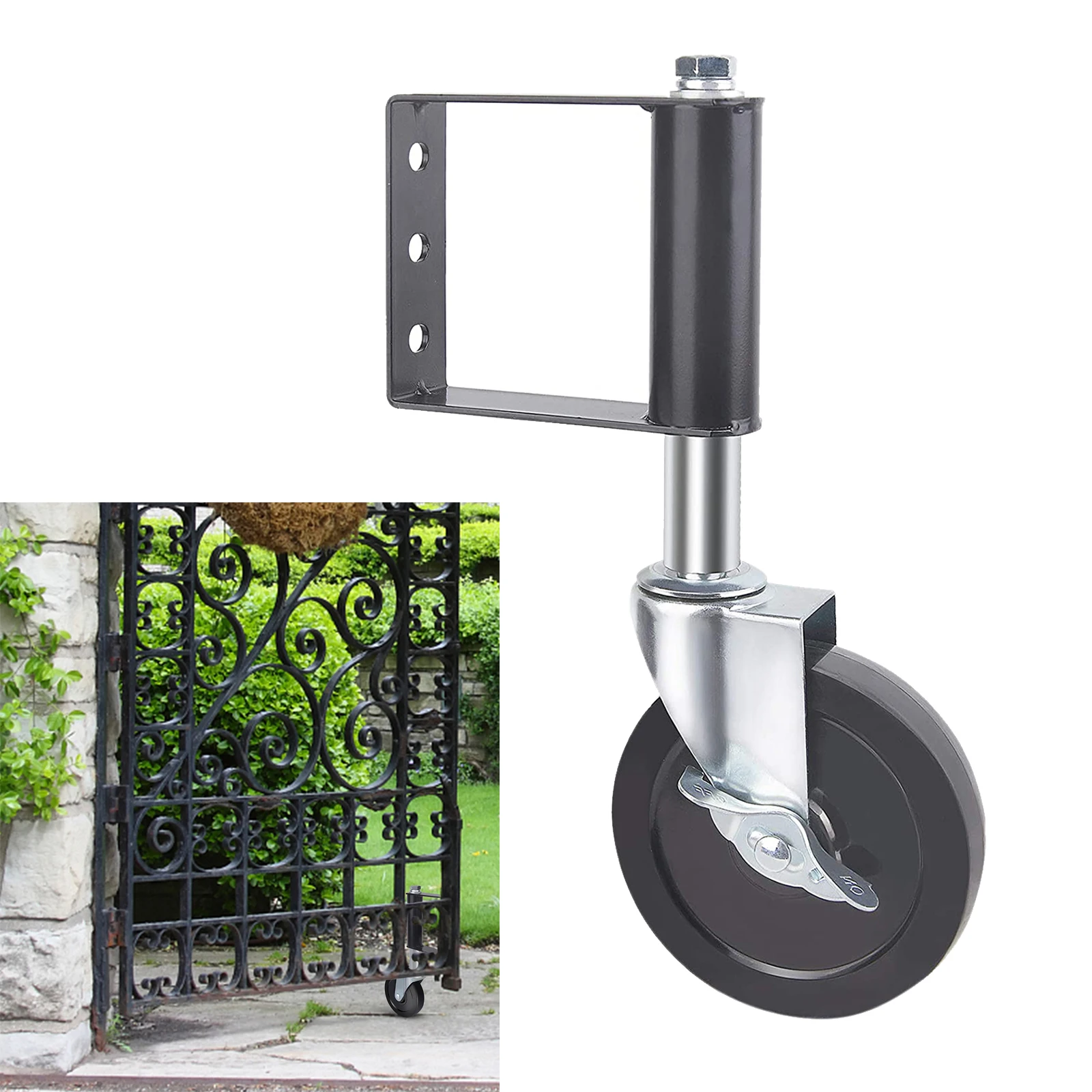Spring-Loaded Swivel Door Gate Wheel Caster Ageing Resistance Black Tool
