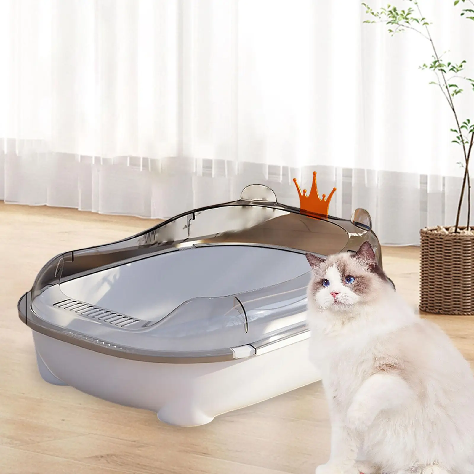 Cat Litter Box Cat Litter Basin Semi Enclosed with High Side Cat Litter Tray