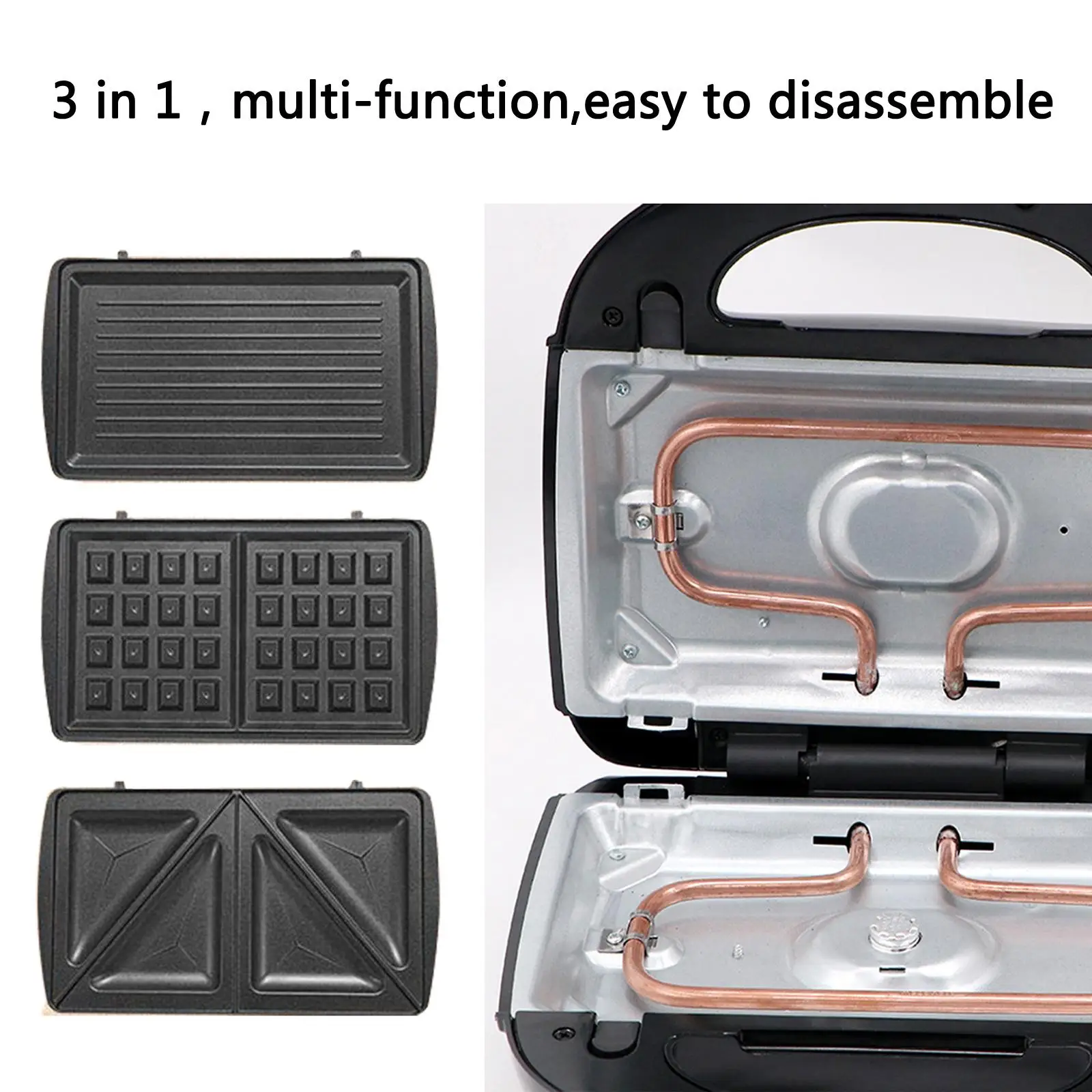 3 in 1 Electric Grill for Steak Hamburger Waffle Maker Roaster Sandwich Maker Iron Machine Bread Oven Breakfast Machine