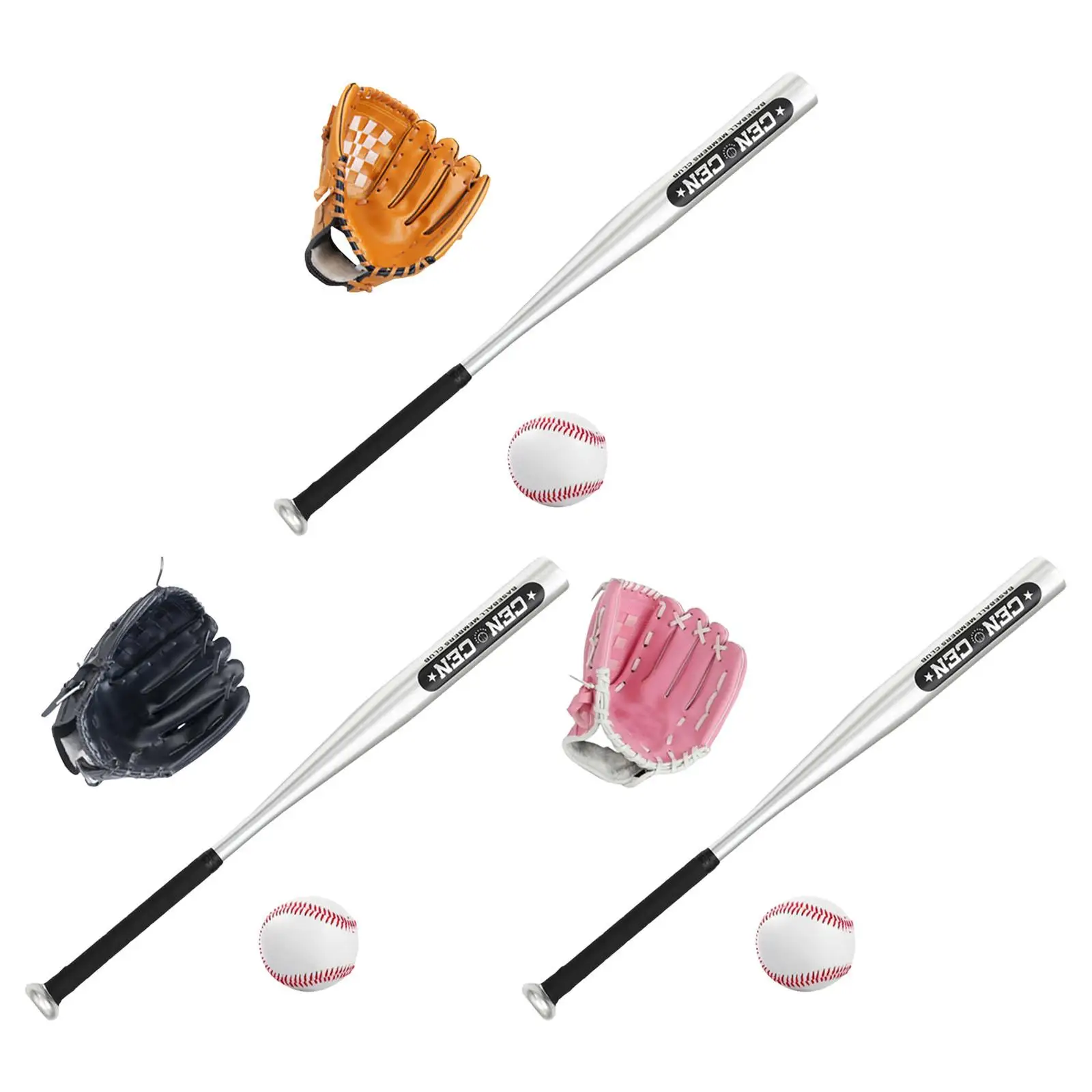 Baseball Bat Set with Baseball Glove and Ball Traing Pactise Playing Game Trainer Softball for Home Outdoor Kids Teenagers Youth