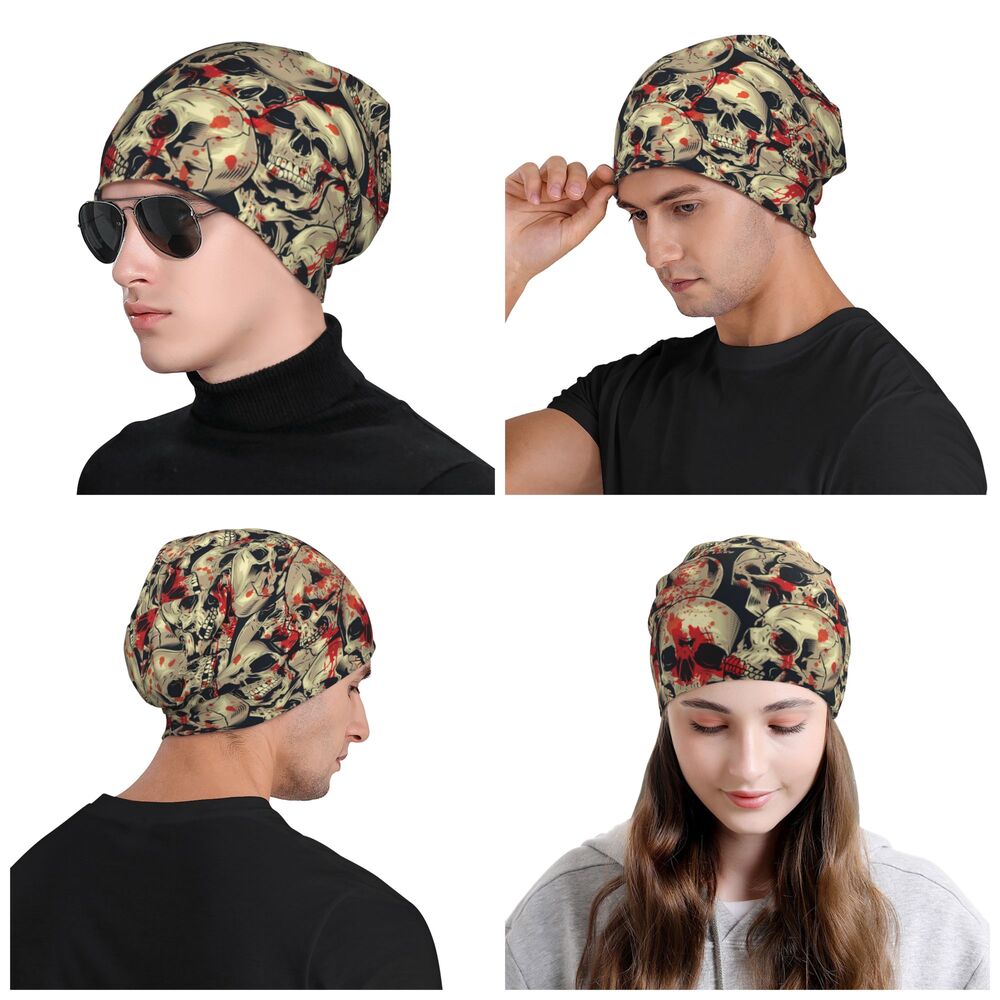 Benutzerdefinierte Schädel Druck Motorhaube Hüte Straße Stricken Hut Für Frauen Männer Winter Warme Horror Skeleton Tod Skullies Beanies Caps – Detail 30
