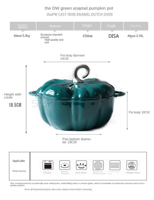 Kitchen Cooker Cooking Pot Pumpkin Enamel Saucepan Household Cast Iron Pot  3.3l White Inner Wall Stockpot Multi Color Optional - Soup & Stock Pots -  AliExpress