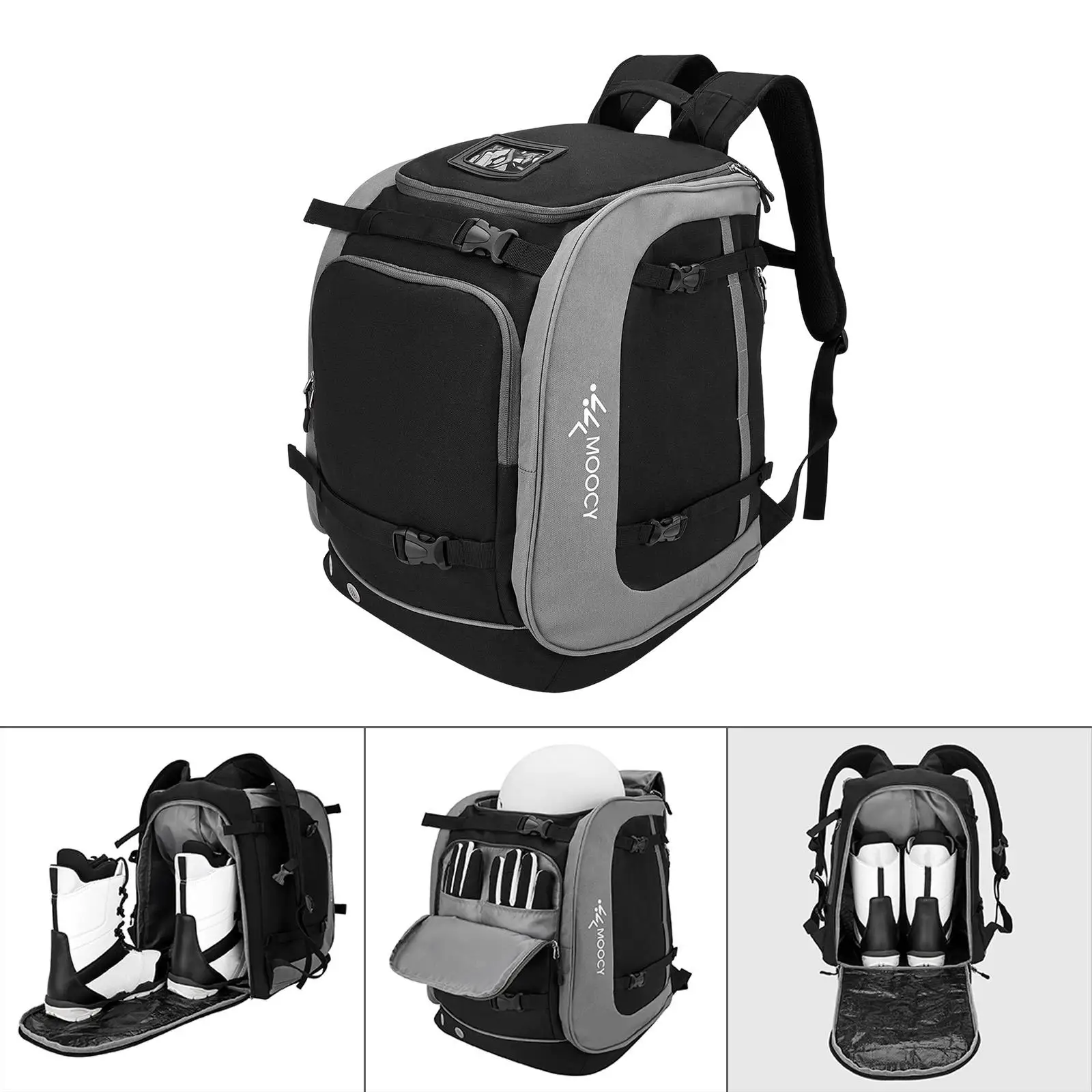 Durable 65L Ski Backpack Large Capacity Carrying Storage Bag Compartments for Snowboard Accessories Air Travel Skis Travel