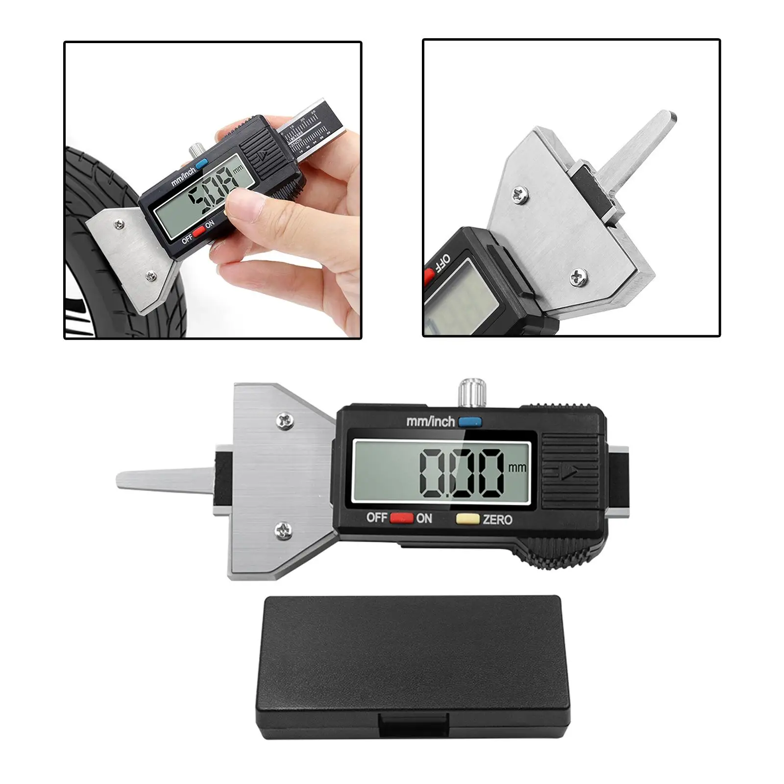 Digital Tyre Depth Gauge Tester Tire Thread Measuring Gauge Tool with Large LCD Display for Automobile Tire Trucks Vans SUV