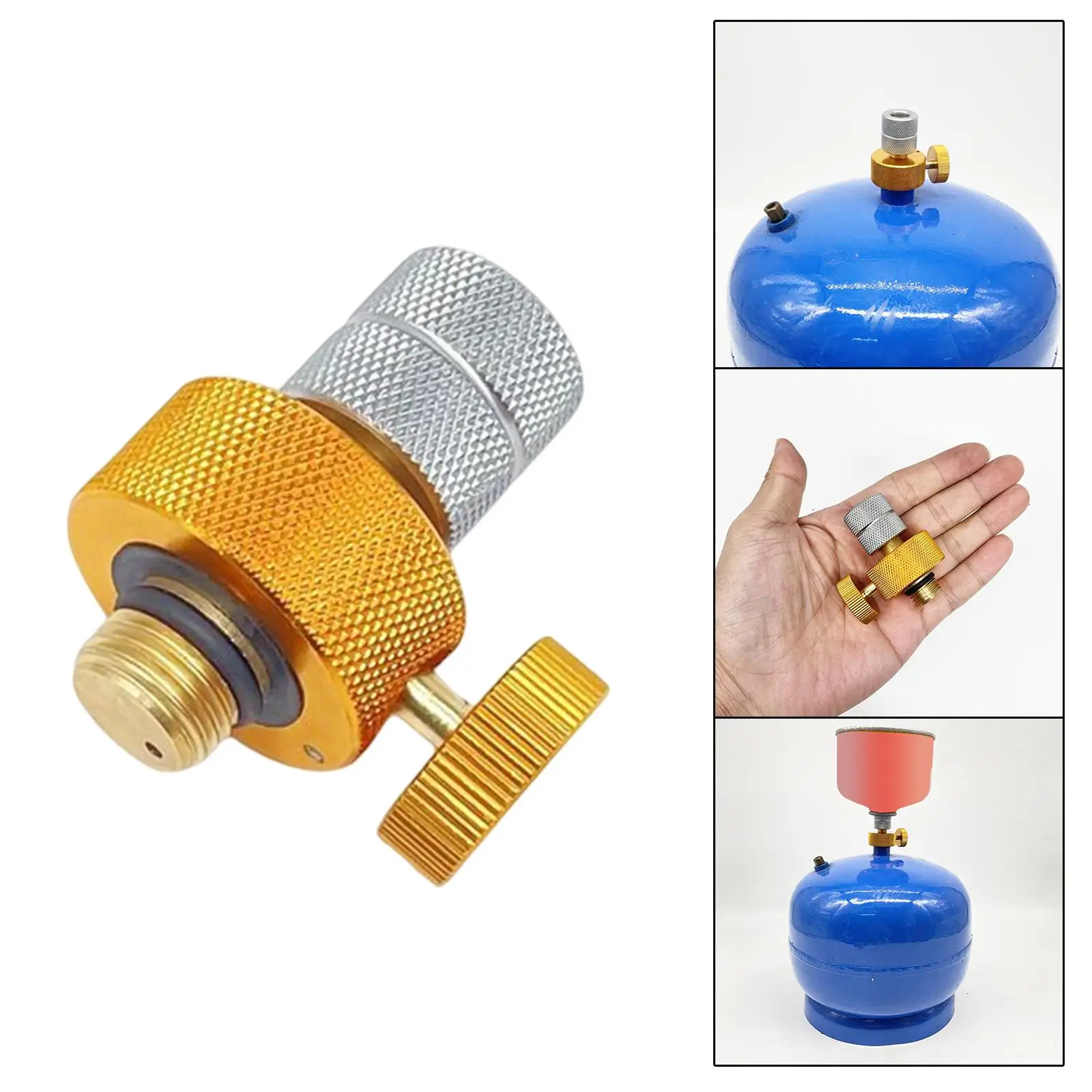 Portable Gas Tank Adapter Connector Gas Filling Adapter Cylinder Split Type for Camping Fuel Tank Canister Filling BBQ