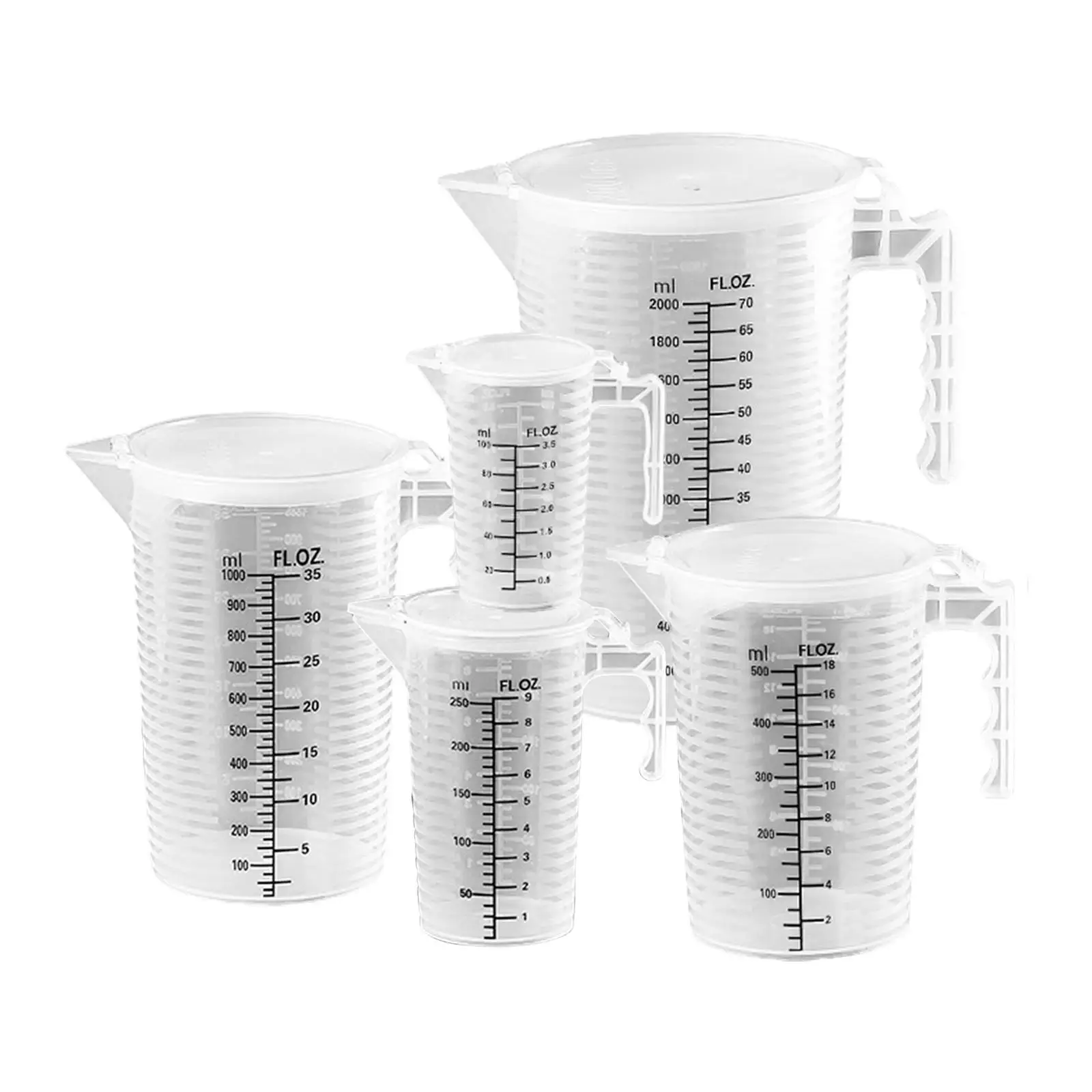 5x Plastic Pitcher Juice Beverage Jar Leakproof Measuring Cup Cold Kettle with Lid for Tea Restaurant Milk Cold Beverage Bedside