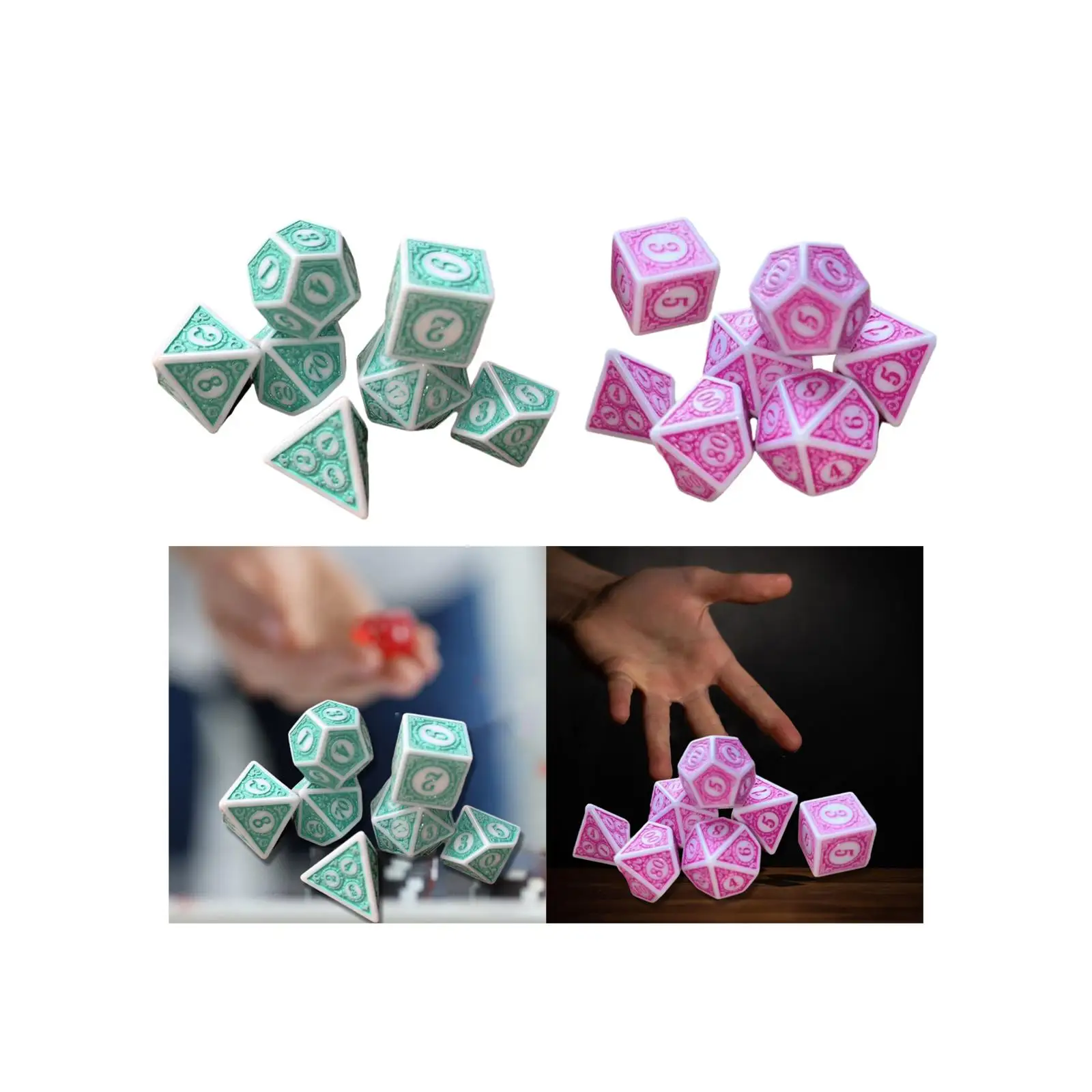 7 Pieces Dice Set Acrylic Entertainment Toys Party Game Dices Party Supplies Game Dices Set for Bar Party KTV Role Playing Game