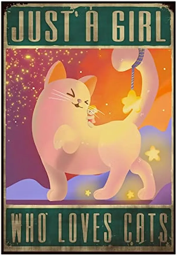 Настенный металлический постер в винтажном стиле с изображением кошки  «просто девушка, которая любит кошек», украшение для дома, спальни, клуба,  магазина, бара, кафе | AliExpress