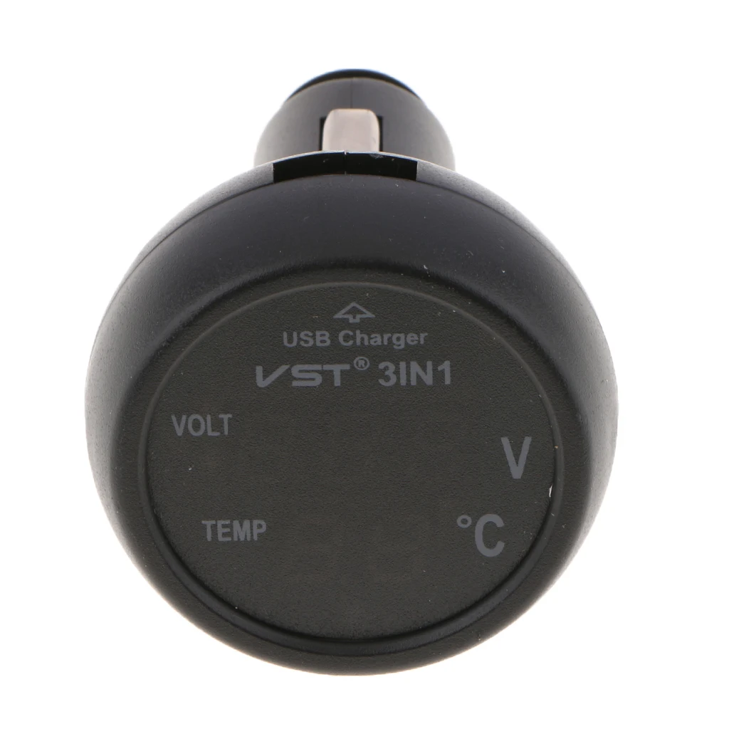 3 in LED car Voltmeter Thermometer Auto Car USB Charger 12V 24V